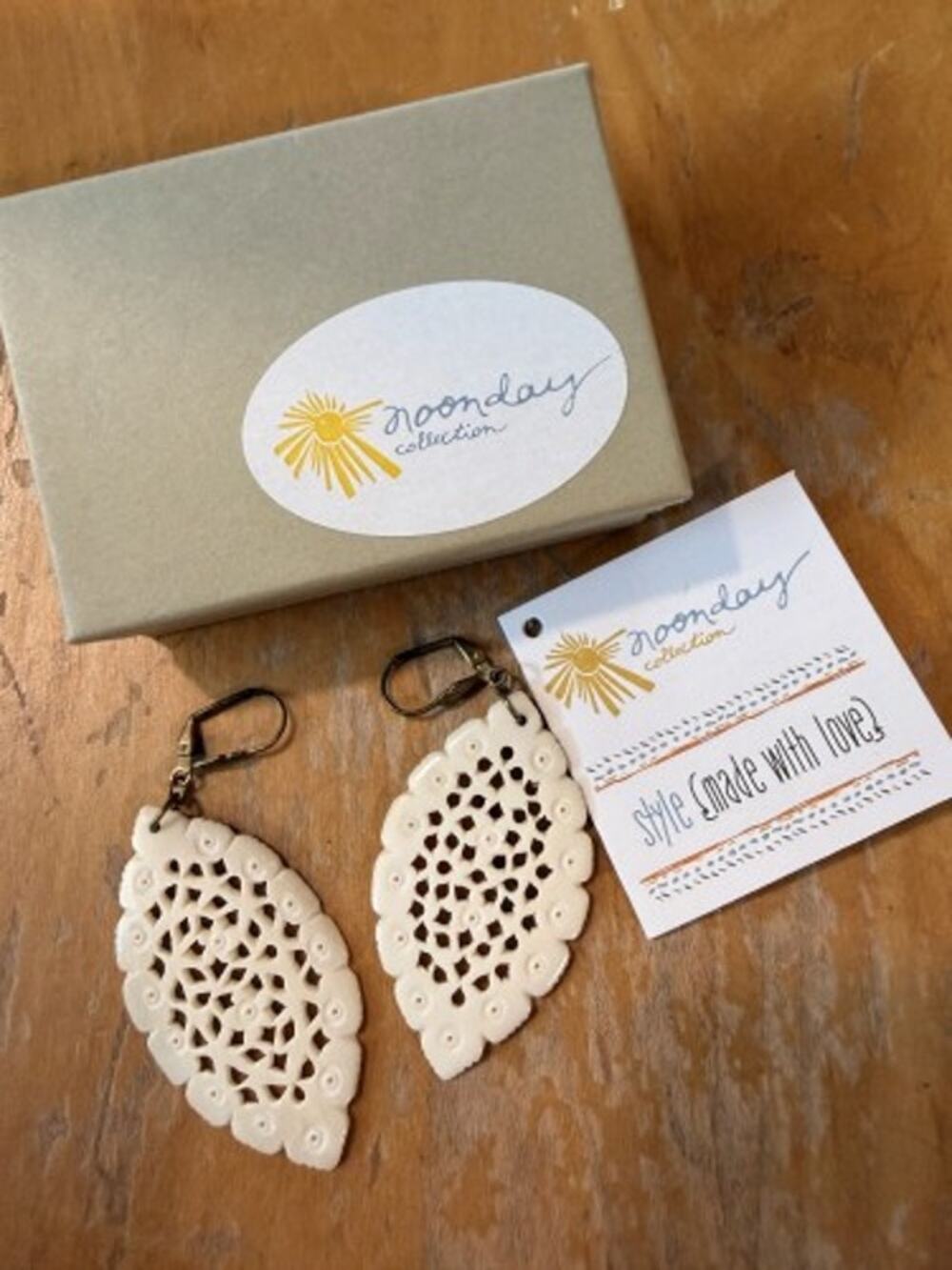 New! Noonday Charu Filigree Bone Drop Earrings